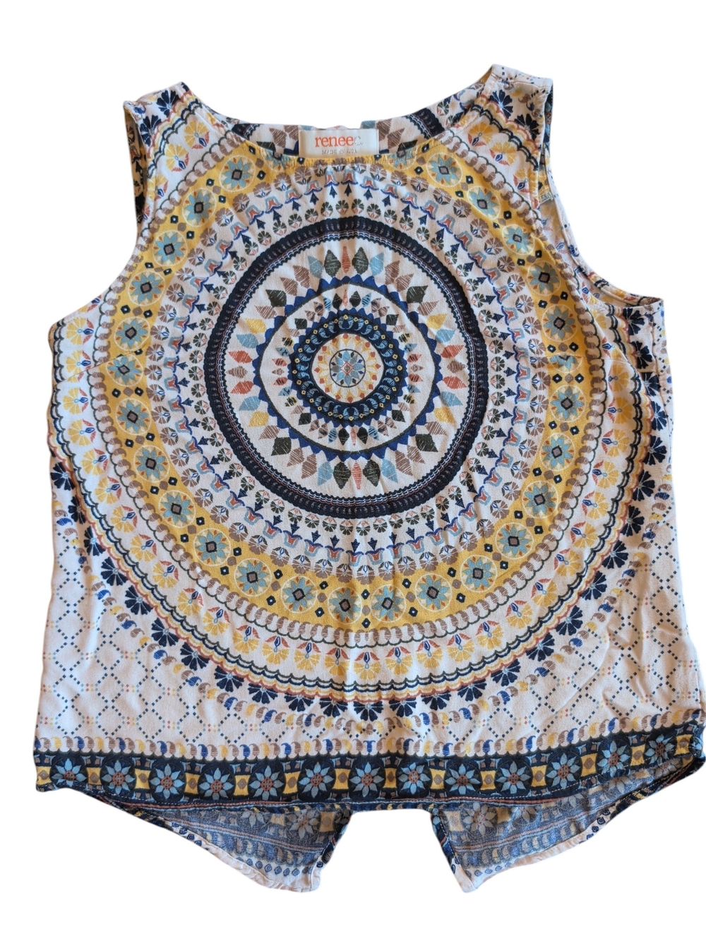 Reene Multicolor Medallion Print Sleeveless Camisole - Yellow/Blue/White (#D232)